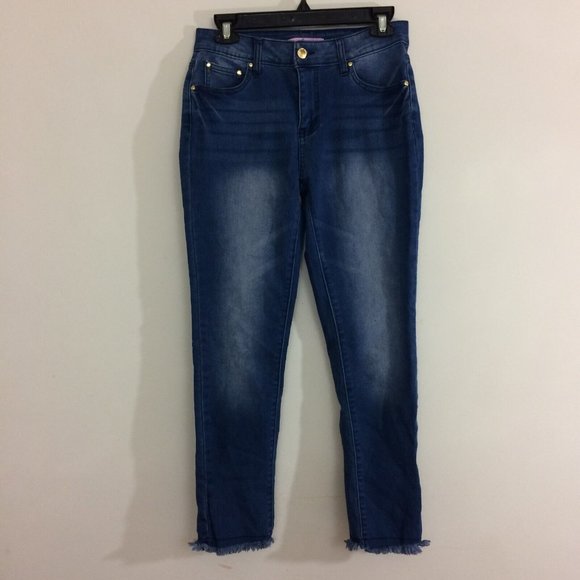Jesse Womens Junior Skinny Jeans Size 7 Medium Wash Mid Rise Denim Raw Hem 28x27 - Picture 6 of 7